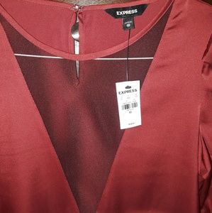 NWT low cut maroon long sleeve Express blouse